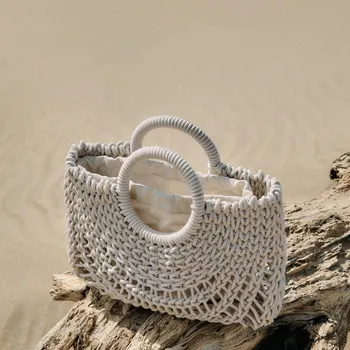 Reserved - Šňůrková nákupní taška - krémová - 413CN-01X - 413CN-01X-ONE