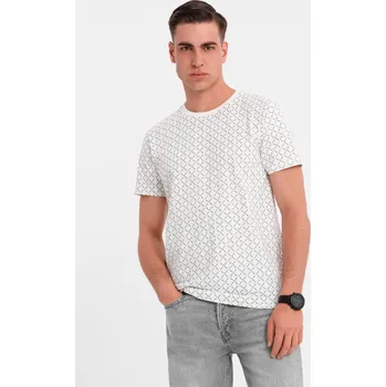 Pánské tričko Pánské pletené tričko s celoplošným potiskem - bílé V3 OM-TSFP-0250 - XXL