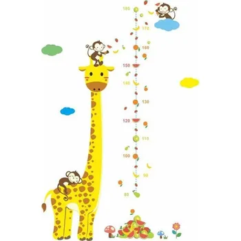 Pexeso Samolepka na zeď dětský metr žirafa s opicemi 86x135cm dekorace