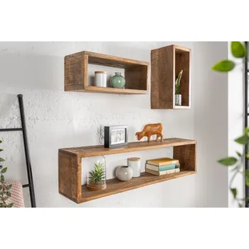 police Sada 3 nástěnných polic - Hemingway, hnědé