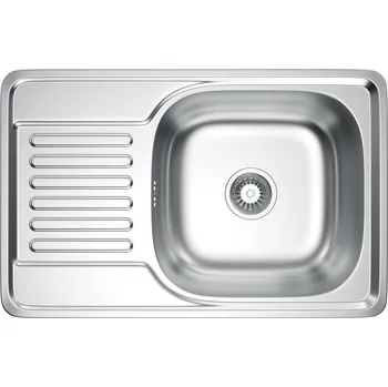 Granitový dřez Erga HD, 1-komorový ocelový dřez 660x420x160 mm, dekor hladký broušený satén, ERG-MLS-HD6642