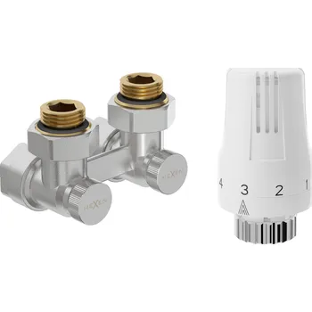 Radiátor Mexen G01 dvoutrubková termostatická sada DN50, úhlová 1/2"x16 mm, nikl - W911-016-918-01 Připojovací sady