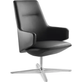 Designové křeslo Melody Lounge ML-L-RA-N6 (4-ramenný ALU leštěný kříž, houpací mechanika s aretací)