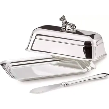 Máslenka Luxusní dóza na máslo EDZARD, postříbřená+nůž