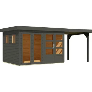 Zahrada Dřevěný domek KARIBU LAHAR 5 + přístavek 240 cm (12487) terragrau LG4426