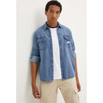 Pánská košile Džínová košile Guess Jeans pánská, modrá barva, regular, s klasickým límcem, M4YH56 D5EI2 M4YH56.D5EI2 55J, vel. S