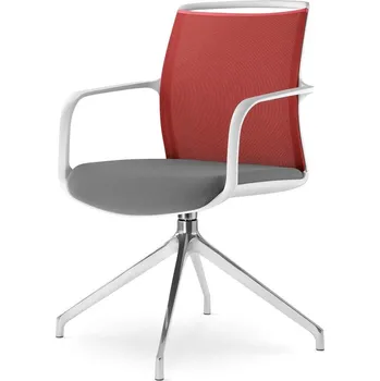 Otočná židle Leaf 506,F70-N6 (4-ramenný ALU kříž leštěný, bílý rám, opěrák síťovina, kluzáky)