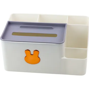 Úložný box LEAN Stolní organizér s krabičkou na kapesníky zlatý králík bílý