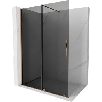 Mexen Velar sprchová stěna posuvná Walk-in 140 x 200 cm, grafit 8 mm, růžové zlato - 871-140-000-43-60 Sprchové stěny