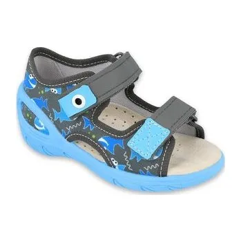 Chlapecké bačkory 065P128 20 - SUNNY chlapecké sandálky šedé, ryby 065P128_21