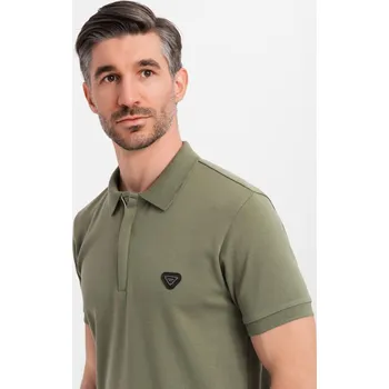 Pánská polokošile s výstřihem na zip - olivová V5 OM-POSS-0148 - XXL