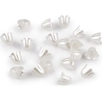 Dětské navlékací korálky Plastové korálky zvoneček / sukýnka 9x11 mm, Balení 20 ks, Varianta bílá perleť