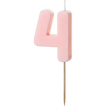 Dortová svíčka Svíčka na dort světle růžová "číslo 4", 5,5 cm