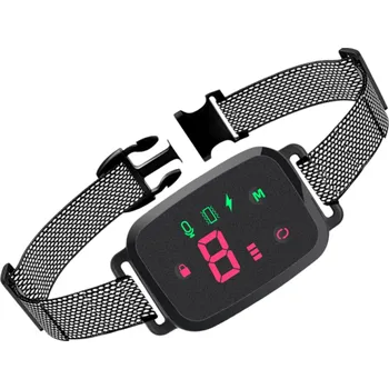 Obojek pro psa Chytrý protištěkací obojek pro psy s HD displejem Dobíjecí vodotěsný IP67 Výcvikový obojek Zvuk Vibrace Šok Bez dálkového ovládání růžová