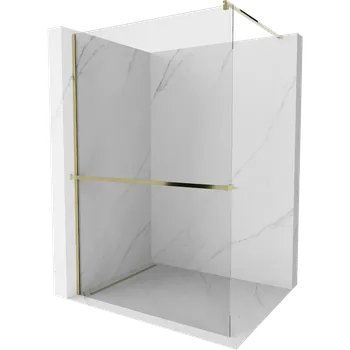 Mexen Kioto+ sprchová stěna s policí Walk-in 100 x 200 cm, transparentní, zlatá - 800-100-121-50-00 Sprchové stěny