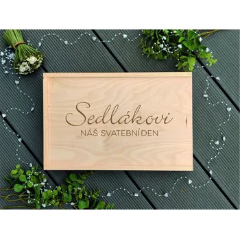 Dárková krabička Dřevěná krabička na svatební fotografie velká 3 - D-decor