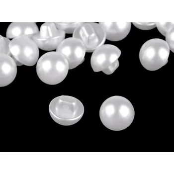 Knoflík perla velikost 16", 18", barva 2 (Ø12 mm) bílá perleť