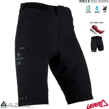 Cyklistické kalhoty Kraťasy na kolo s vložkou Leatt MTB Trail 2.0 Shorts Black 2025 38