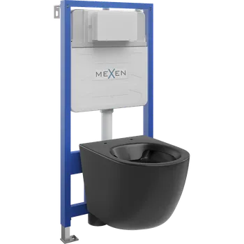 Klozet Mexen podomítkový set WC rám Fenix Slim s WC mísou Lena, černý mat - 6103322XX85 Podomítkové WC sady