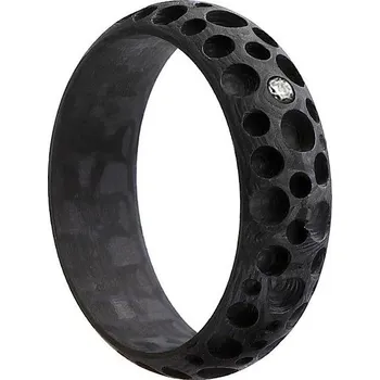 Prsten SWEPOL Dámský karbonový prsten se zirkonem - velikost 49 - CR4HM-7D-49