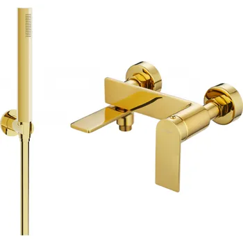 Vodovodní baterie Mexen Zero R70 vanová baterie se sprchovou sadou, zlatá - 7113R70-50 Bateriové soupravy
