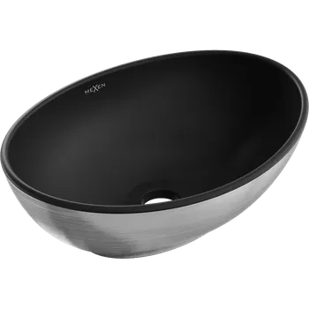 Koupelnový nábytek Mexen Elza umyvadlová deska 40 x 33 cm, černá matná/stříbrný vzor linie - 21014023 Koupelnové umyvadla