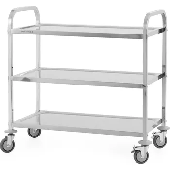 Úklidový vozík Vozík číšnícký 3-policový úchyt s hranatým profilem 900x500x950 mm | TECHNICA, Silver Line