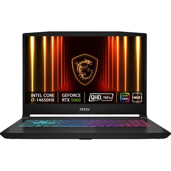 Notebook MSI Katana 15 HX B14WFK-249XCZ/i7-14650HX/32GB/1TB SSD/RTX 5060, 8GB/15,6" QHD, 165Hz IPS/Bez OS/černá 9S7-1587C1-249
