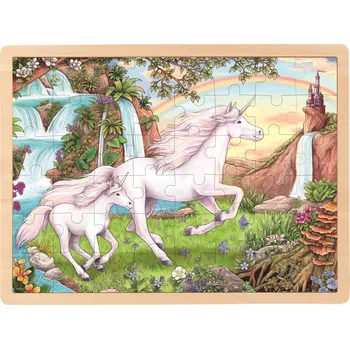 GOKI Dřevěné puzzle Jednorožec 48 dílků