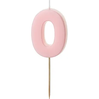 Dortová svíčka Svíčka na dort světle růžová "číslo 0", 5,5 cm