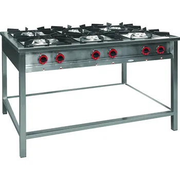 Sporák Plynový gastronomický sporák 6-hořákový, 1330x700x850 mm, 32,5 kW | EGAZ, TGP-6732.II