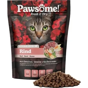 Krmivo pro kočku PAWSOME Fresh & Dry Cat Sterilised s hovězím masem 750g