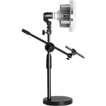 Stolní stativ s otočným ramenem 360° Nastavitelná výška Držák na telefon Osvětlení 155mm Mushroom lampa Streamování Make-up Video