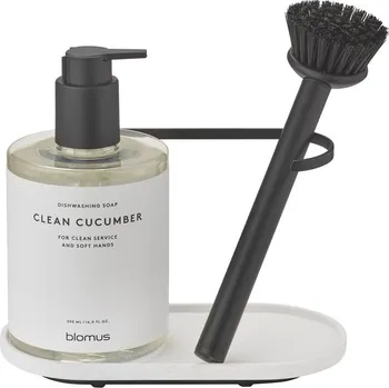 Stojan na nože Organizér ke dřezu vč.kartáče Blomus DHUVA 9x17cm SET/3ks bílý