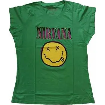 Pánské oblečení Merch Nirvana: Dámské Tričko Xerox Smiley Pink L