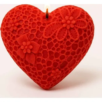 Svíčka Vonná svíčka Krajkové srdce | 40 g | Svíčkománie3D | Barva: Červená