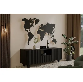 Televizní stolek TV stolek s frézovanými dvířky NOE 140 cm - černý mat