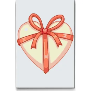 Malování podle čísel - Srdce s mašlí Velikost: 20x30cm, Rámování: Pouze srolované plátno