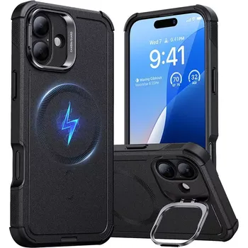 Pouzdro na mobilní telefon Cyber Tough (HaloLock) ESR case with stand for iPhone 16 Plus (black)