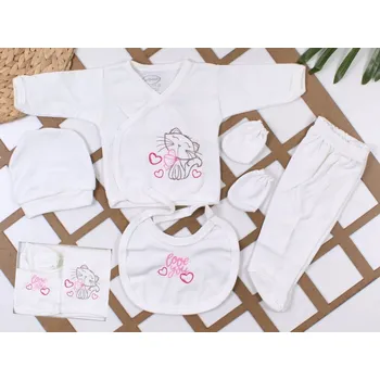 Kojenecká souprava ARIAshop 5dílná souprava do porodnice Cat bílá, vel. 56