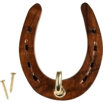 Věšák na sedlo a uzdečku HKM Věšák na uzdečky Horseshoe HKM, dřevěný, brown/gold