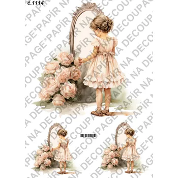 Umělecký papír Rýžový a soft papír na decoupage - Děvčátko u zrcadla - KB01114 Materiál: Soft, Rozměr: A4