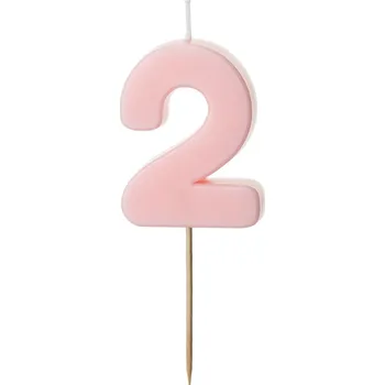 Svíčka na dort světle růžová "číslo 2", 5,5 cm