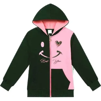 Dívčí mikina DÍVČÍ MIKINA NA ZIP S KAPUCÍ Barva: Světle růžová, Velikost: 146