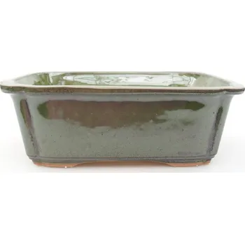 Květináč Keramická bonsai miska 17,5 x 12,5 x 6 cm zelená