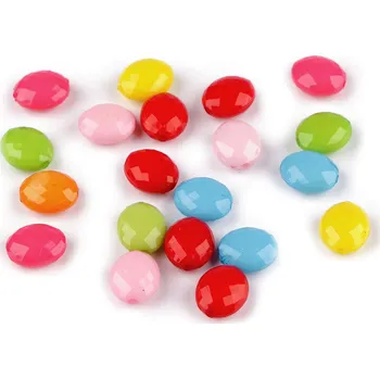 Korálek Plastové korálky ploškované oválky 11x13 mm Varianta: mix, Balení: 20 ks