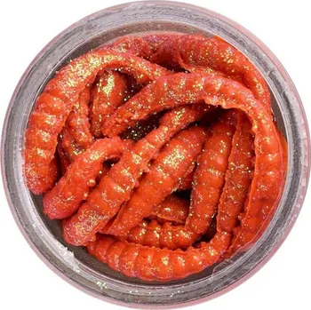 Rybářský háček 55ks - Červy Berkley PowerBait Power Honey Worm 2,5cm Oranžové se šupinami