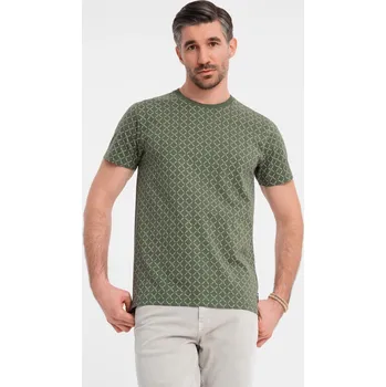 Pánské tričko Pánské pletené tričko s celoplošným potiskem - olivové V2 OM-TSFP-0250 - S