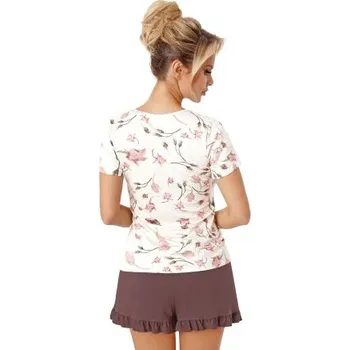 Dámské pyžamo Dámské pyžamo Donna Amaris - viskóza Ecru-Hnědá XL(42)