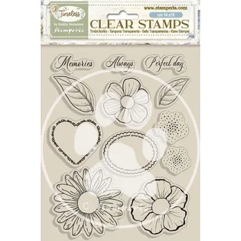 Dětské razítko Stamperia Květiny a srdce - silikonová gelová razítka (12ks)